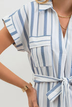 Load image into Gallery viewer, Striped Belted Shirt Dress