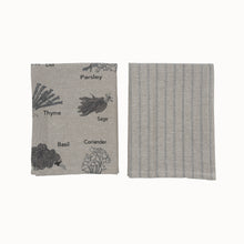 Load image into Gallery viewer, Tea Towel set of Two, Herbs Charcoal
