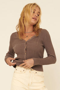 Ribbed Button Sweater