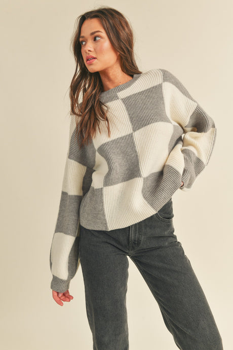 Oversized Checkerboard Pullover