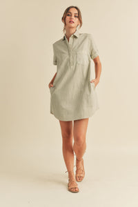 Washed Short Sleeve Shirt Dress