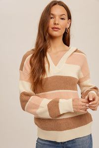 Soft Stripe Hooded Sweater