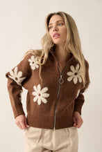 Load image into Gallery viewer, Floral Zip Up Collar Sweater