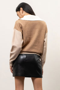 Liza Colorblock Half-Zip Sweater