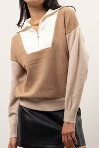 Liza Colorblock Half-Zip Sweater