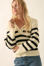 Load image into Gallery viewer, Stripe Collar V Sweater