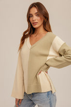 Load image into Gallery viewer, Color Block V-Neck Sweater