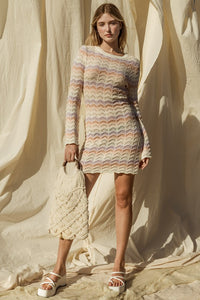 Bell Sleeve Crochet Sweater Dress