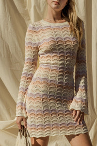 Bell Sleeve Crochet Sweater Dress