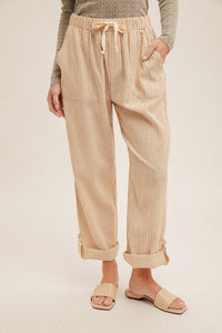 Cuffed Hem Striped Pants