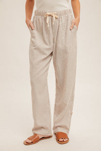 Cuffed Hem Striped Pants