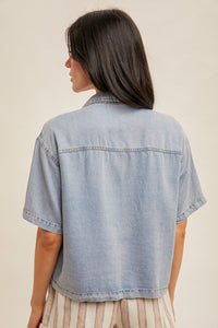 Short Sleeve Button Down Denim Shirt