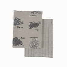 Load image into Gallery viewer, Tea Towel set of Two, Herbs Charcoal