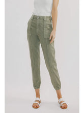 Load image into Gallery viewer, High Rise Olive Wash Denim Jogger