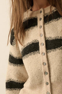 Striped Button-Front Cardigan