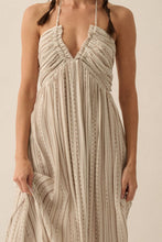 Load image into Gallery viewer, Geometric Halter Woven Maxi Dress
