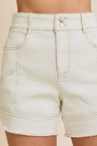 Double Button Stretchy Twill Shorts