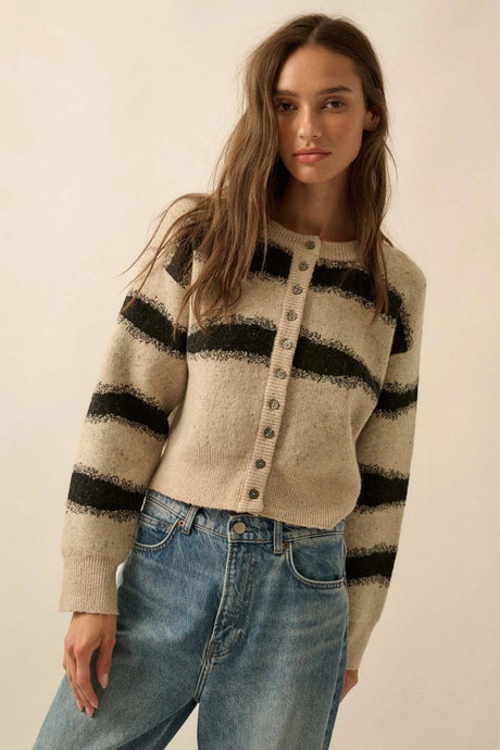 Striped Button-Front Cardigan