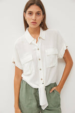 Load image into Gallery viewer, Tie Front Short Sleeve Button Down
