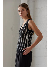 Load image into Gallery viewer, Adria Crochet Striped Mesh Tank