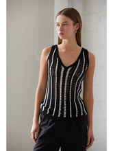 Load image into Gallery viewer, Adria Crochet Striped Mesh Tank