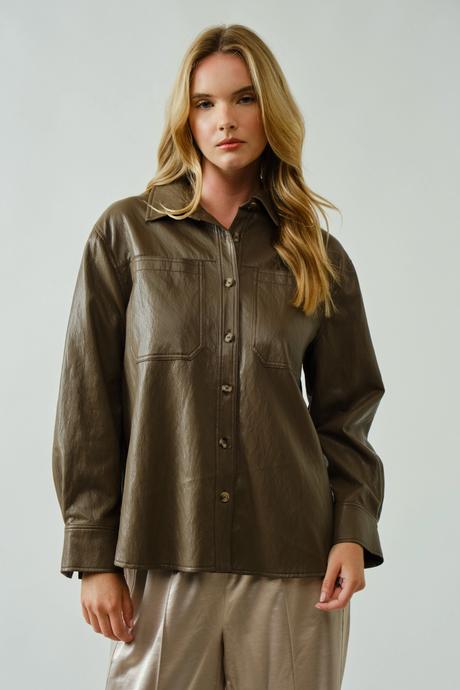 Crinkle Leather Shacket