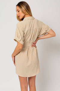 Striped Button Down Shirt Dress
