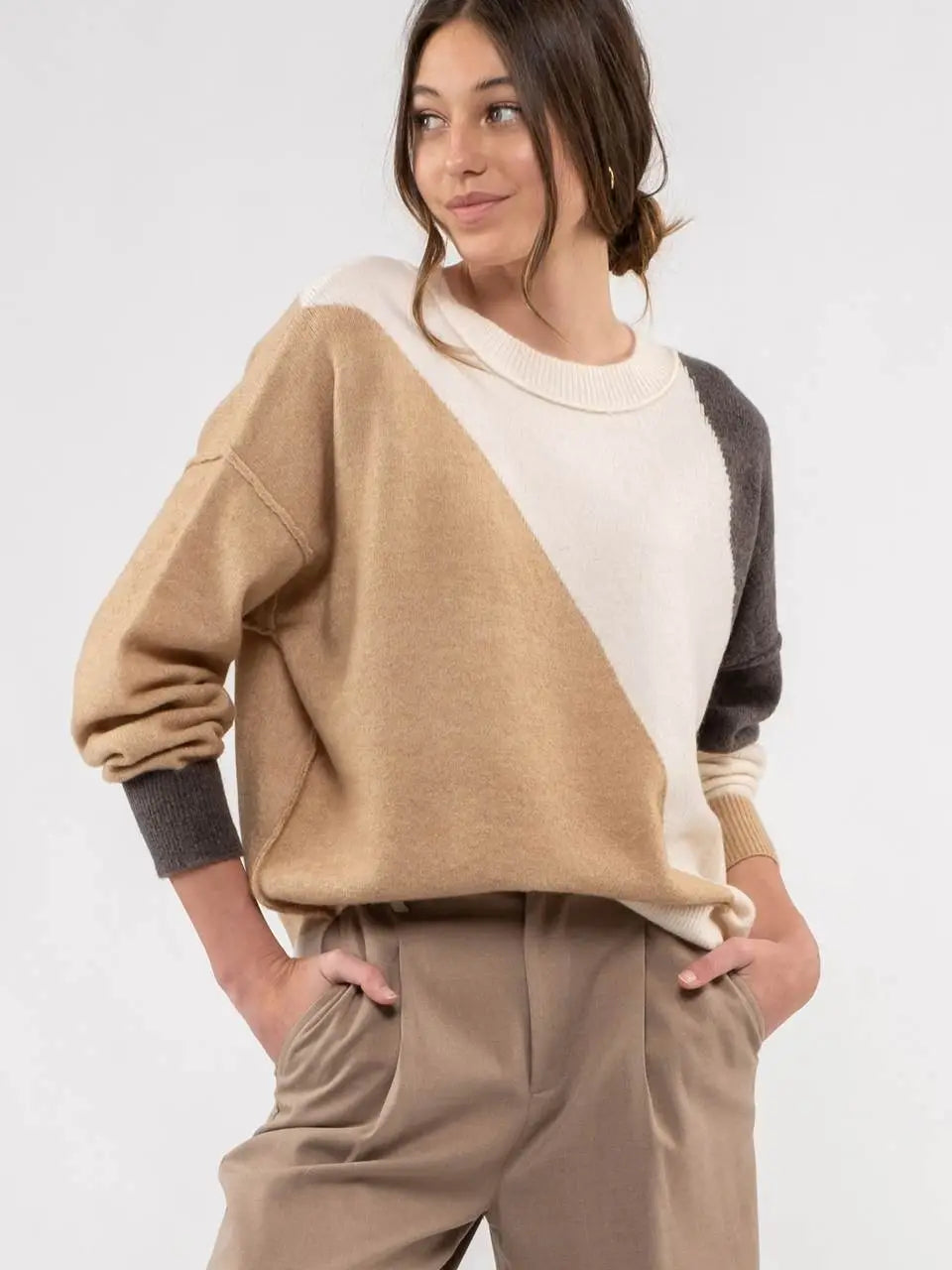 Diagonal Colorblock Sweater