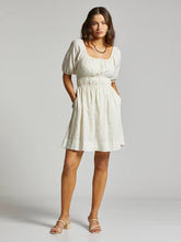 Load image into Gallery viewer, Linen Puff Sleeve Dress
