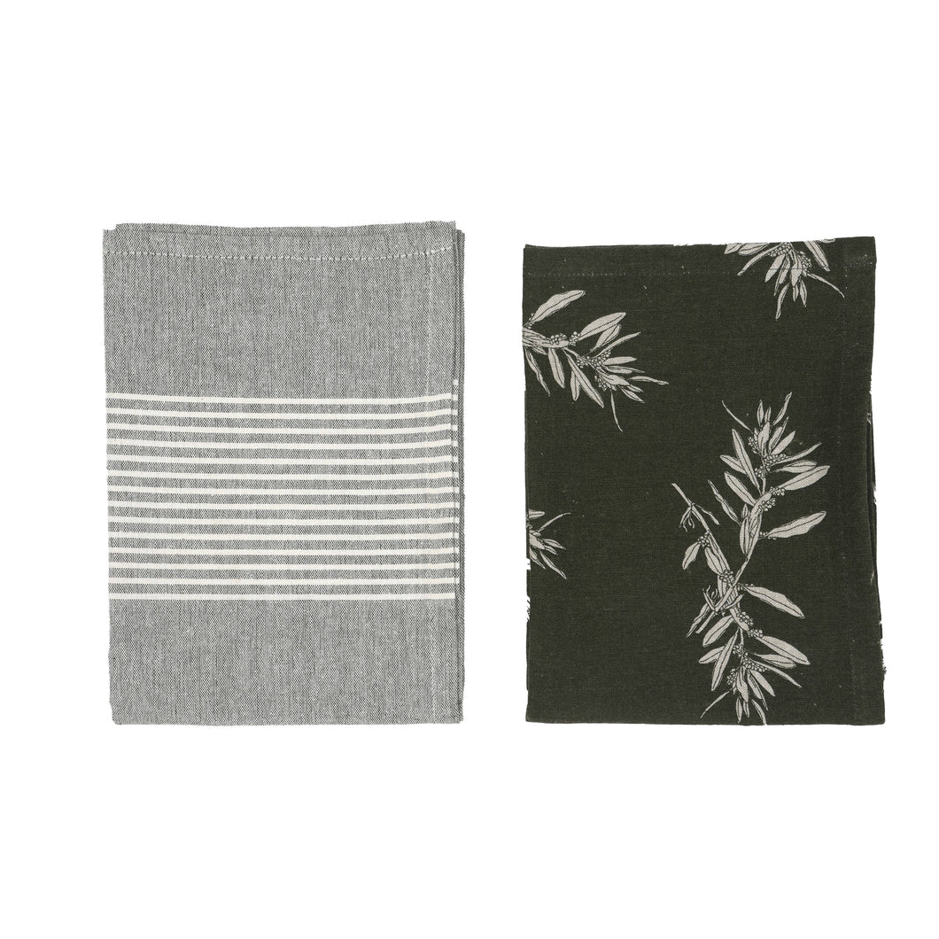 Tea Towel Set of Two, Olives Green