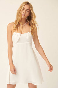 Woven Draped Bodice Mini Dress