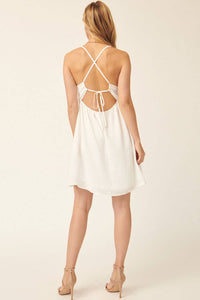 Woven Draped Bodice Mini Dress