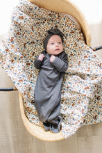 Load image into Gallery viewer, Charcoal Organic Cotton Ribbed Knot Gown