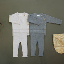 Load image into Gallery viewer, Charcoal Ribbed Knit Layette Set