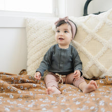 Load image into Gallery viewer, Charcoal Organic Snap Long Sleeve Ribbed Bodysuit