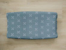 Load image into Gallery viewer, Blue X Changing Pad Cover Freshly Picked + Mebie Baby