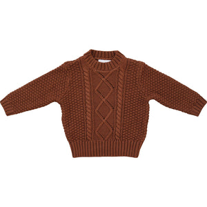 Dark Rust Cable Knit Sweater