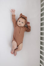 Load image into Gallery viewer, Dusty Rose Organic Snap Long Sleeve Ribbed Bodysuit
