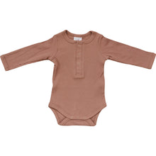 Load image into Gallery viewer, Dusty Rose Organic Snap Long Sleeve Ribbed Bodysuit