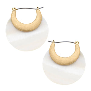 Josie Disc Hoop Earrings in Mother of Pearl