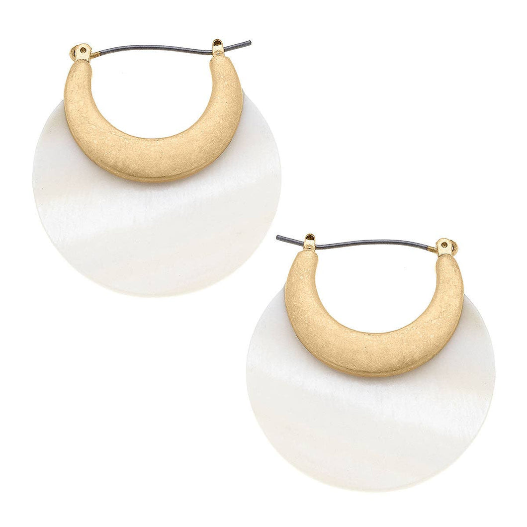Josie Disc Hoop Earrings in Mother of Pearl