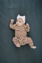 Load image into Gallery viewer, Dark Rust + White Striped Ribbed Two-piece Cozy Set