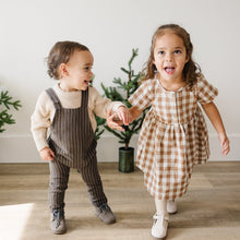 Load image into Gallery viewer, Charcoal Stripe Linen Cotton Overalls