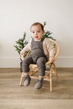 Load image into Gallery viewer, Charcoal Stripe Linen Cotton Overalls
