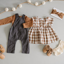 Load image into Gallery viewer, Charcoal Stripe Linen Cotton Overalls